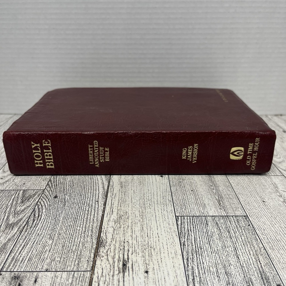 Liberty Annotated Study Bible KJV 1988 Leather Maroon Falwell Gospel Hour EUC